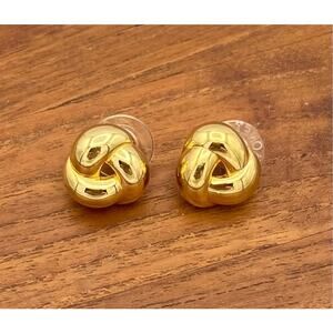Monet Gold Tone Triangular Knot Post Earrings Chunky Elegant
